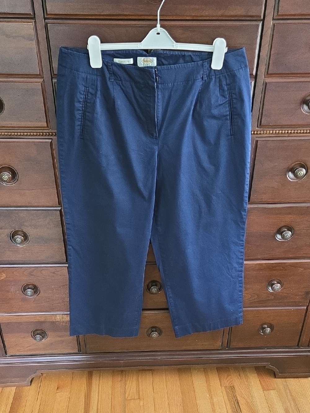 Talbots Stretch Classic Fit Cropped Pants Size 18W Blue